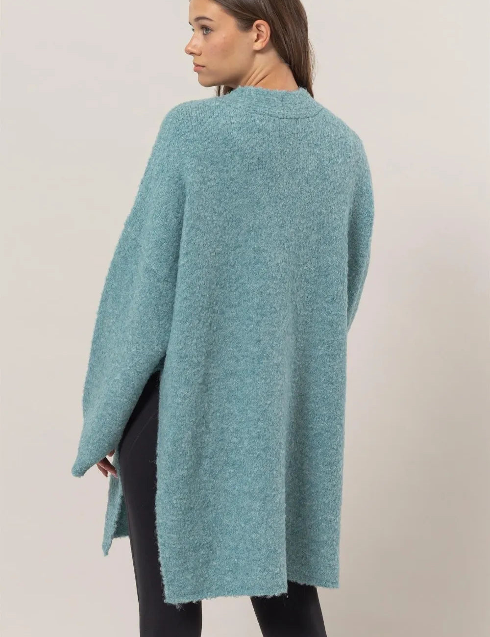 HYFVE Front Rosette Longline Slit Sweater Cardigan **FALL DEBUT SALE** on Simply Obsessed