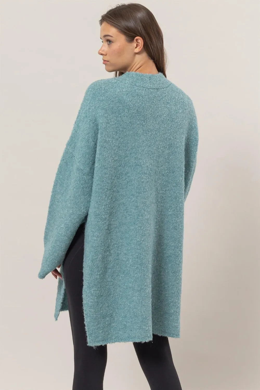 HYFVE Front Rosette Longline Slit Sweater Cardigan **FALL DEBUT SALE** on Simply Obsessed