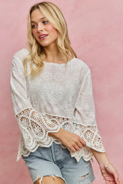 SO ME Floral Embroidered Crochet Lace Trimmed Top **DOORBUSTER** on Simply Obsessed
