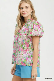 UMGEE Floral Puff Sleeve Blouse on Simply Obsessed