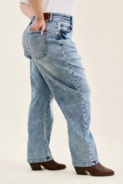 JUDY BLUE Full Size High Waist Marlow Arc Leg Jeans with Double Waistband Plus Size on Simply Obsessed