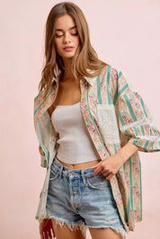 BIBI Eyelet Lace And Floral Mix And Match Shirt Top on Simply Obsessed