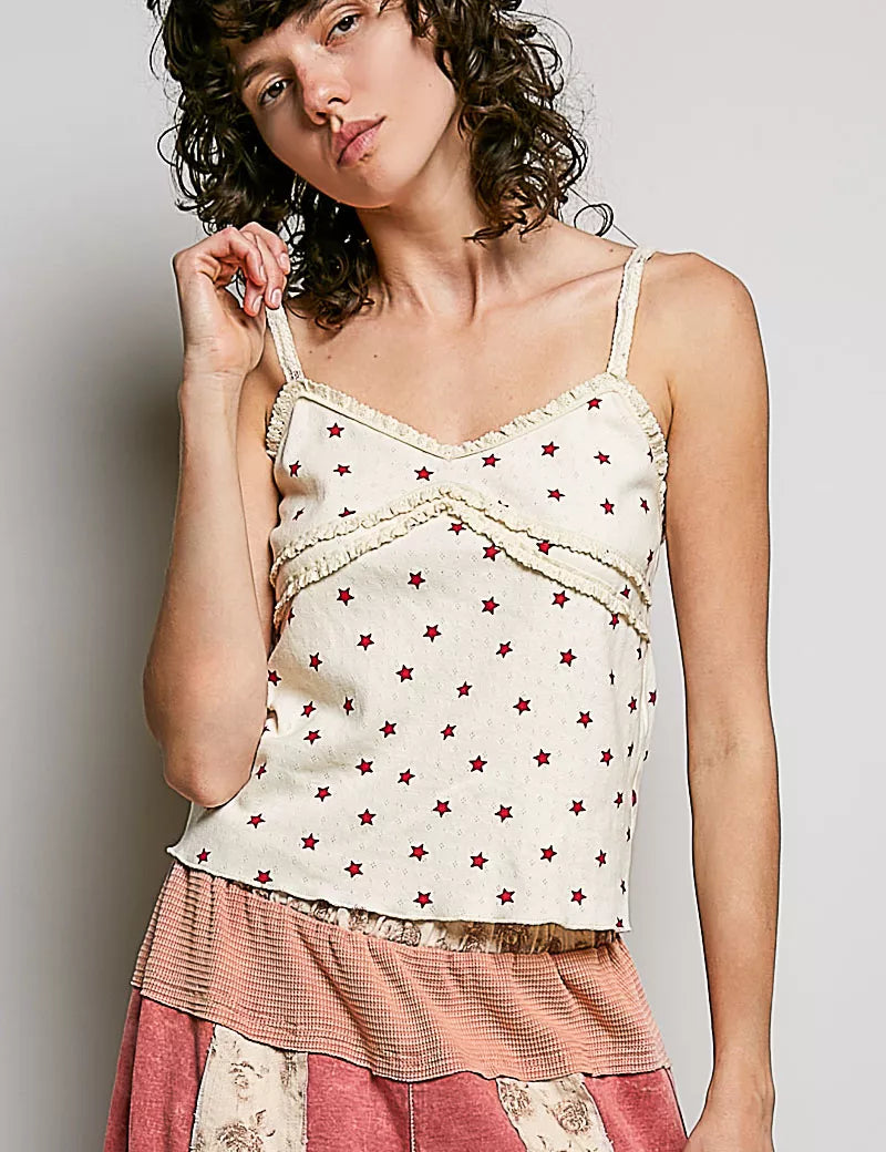 POL Star Printed Lightweight Ribbed Knit Cami on Simply Obsessed