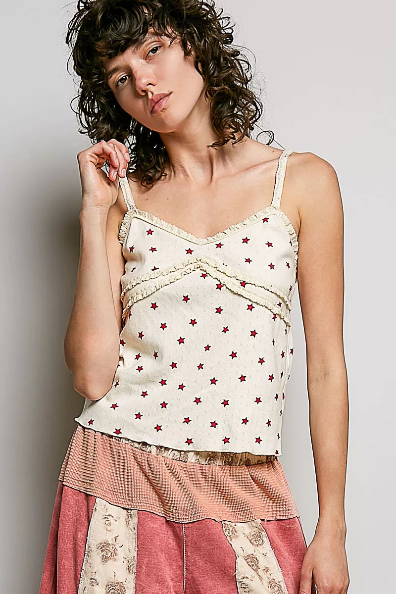 POL Star Printed Lightweight Ribbed Knit Cami on Simply Obsessed