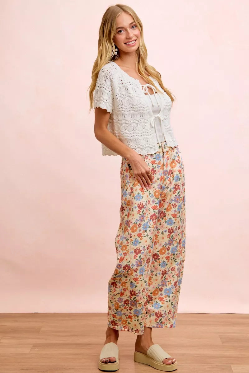 BIBI Washed Floral Printed Twill Barrel Pants **FALL DEBUT SALE** on Simply Obsessed
