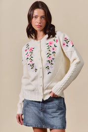 SO ME Floral Embroidered Coquette Sweater Cardigan on Simply Obsessed