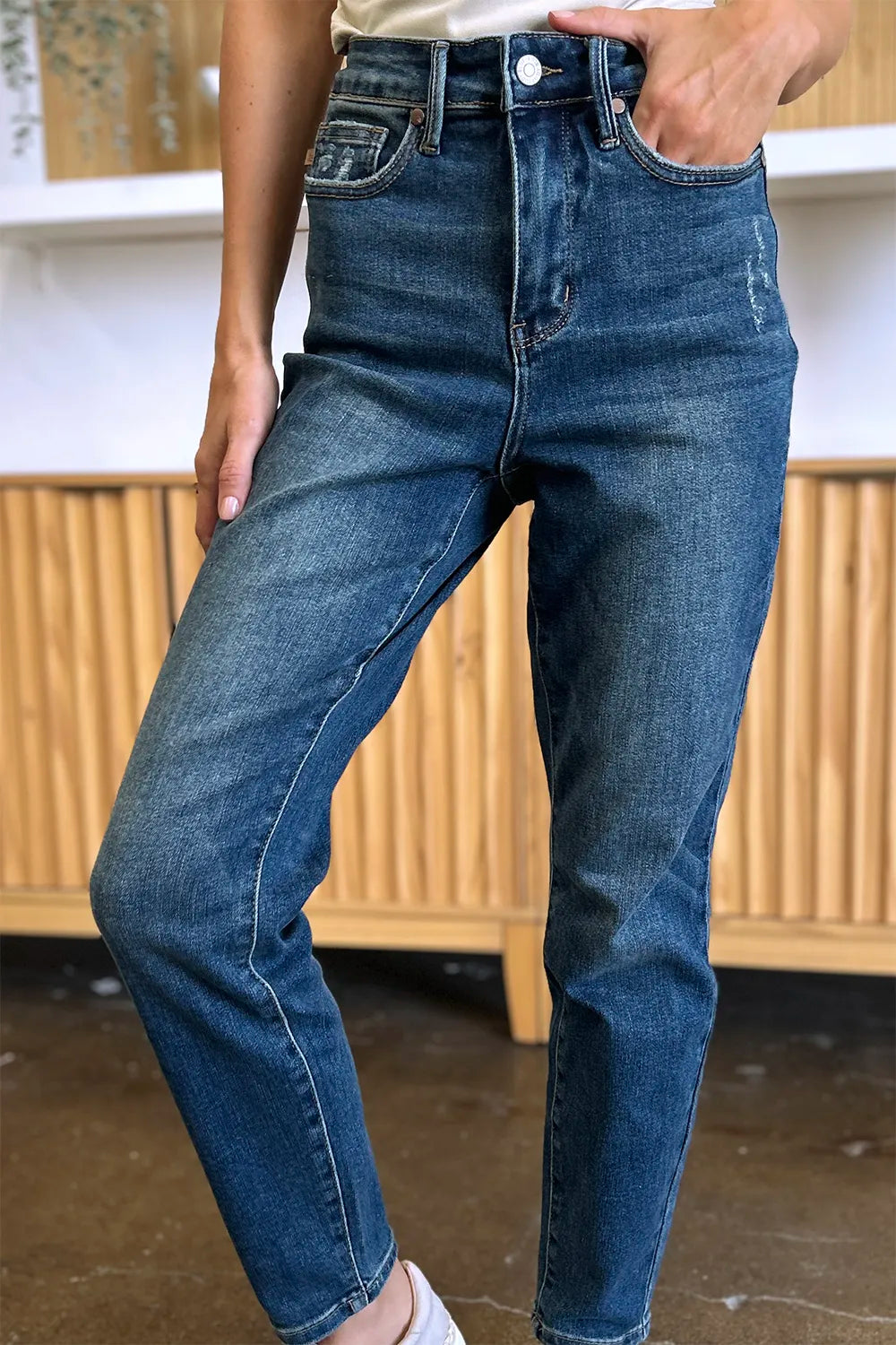 JUDY BLUE Full Size Tummy Control High Waist Slim Jeans on Simply Obsessed