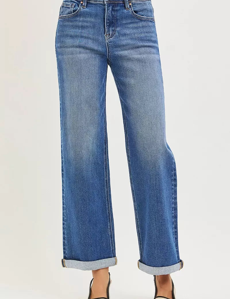 RISEN Full Size High Rise Relaxed Fit Ankle Straight Cuff Jeans Plus Size on Simply Obsessed