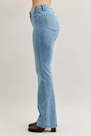 Judy Blue Full Size Mid Rise Bootcut Jeans with Contrast Wash & Front Patch Pockets Plus Size on Simply Obsessed