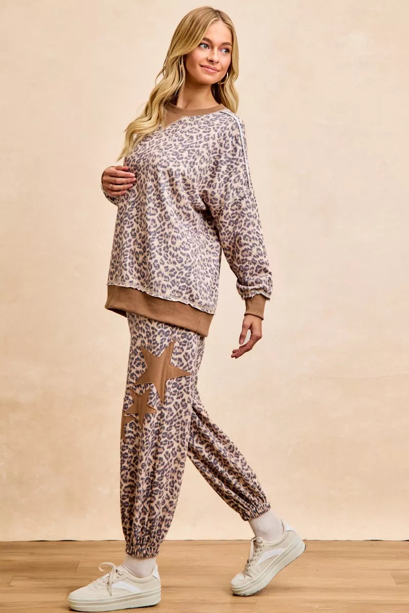 BiBi Leopard Printed French Terry Sweatshirt on Simply Obsessed