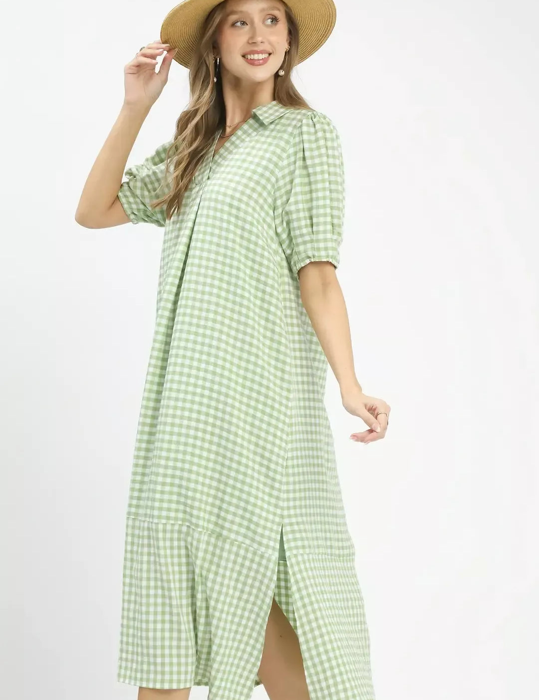 UMGEE Gingham Midi Dress with Side Pockets on Simply Obsessed