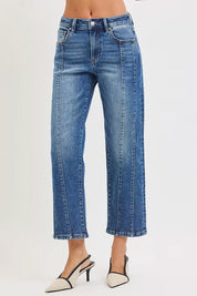 RISEN High Rise Crop Straight Jeans on Simply Obsessed