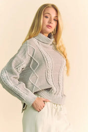 DAVI & DANI Cable-Knit Turtleneck Dropped Shoulder Sweater **FALL DEBUT SALE** on Simply Obsessed