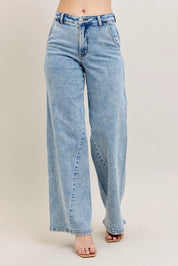Judy Blue Full Size High Waist Wide Leg Jeans with Skewed Inseam Plus Size on Simply Obsessed