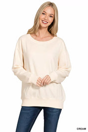 Zenana Fleece Boat Neck Sweatshirt on Simply Obsessed