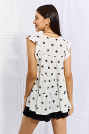 HEIMISH Shine Bright Full Size Butterfly Sleeve Star Print Top on Simply Obsessed
