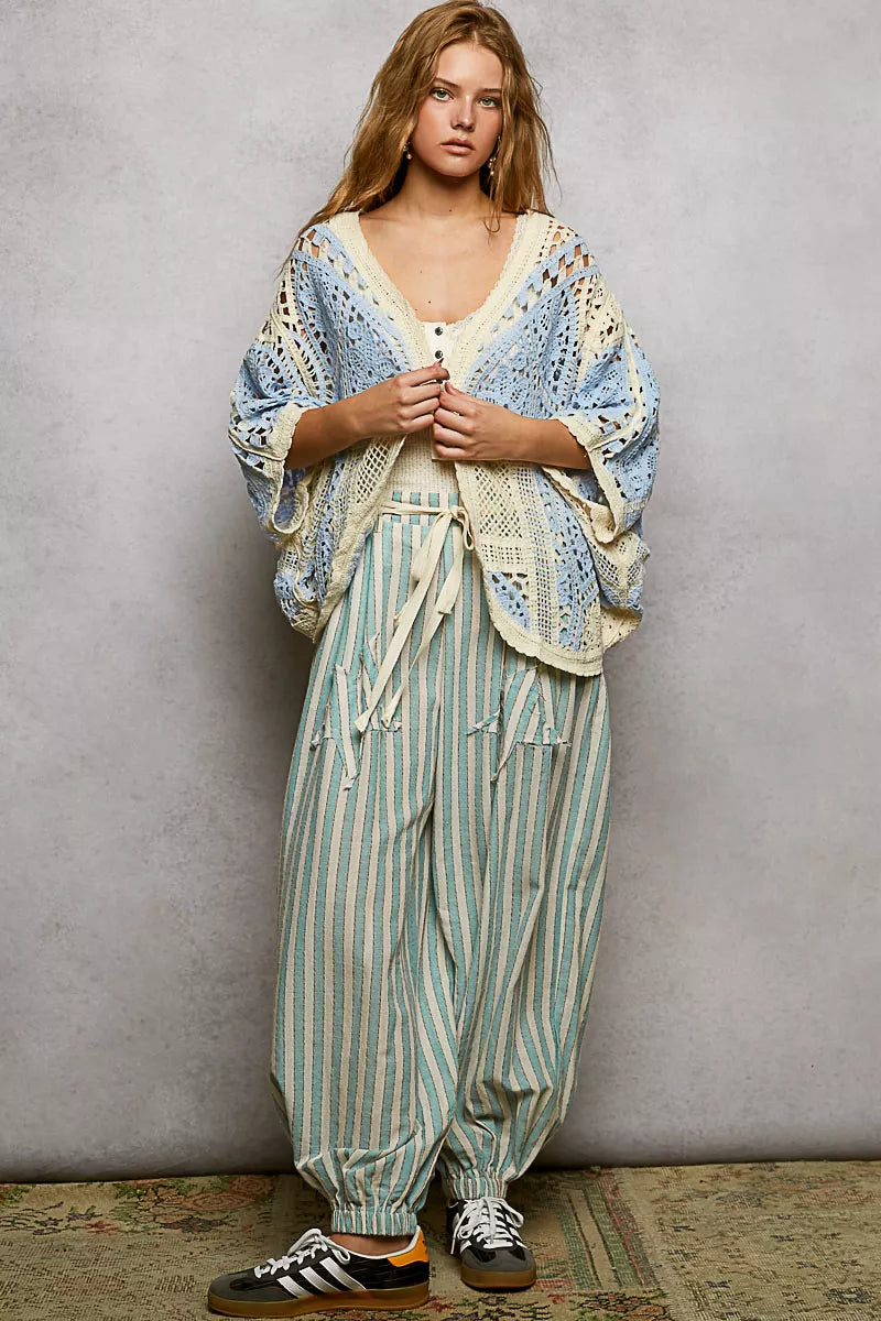 POL Open Front Crochet Cardigan with Scalloped Edge on Simply Obsessed