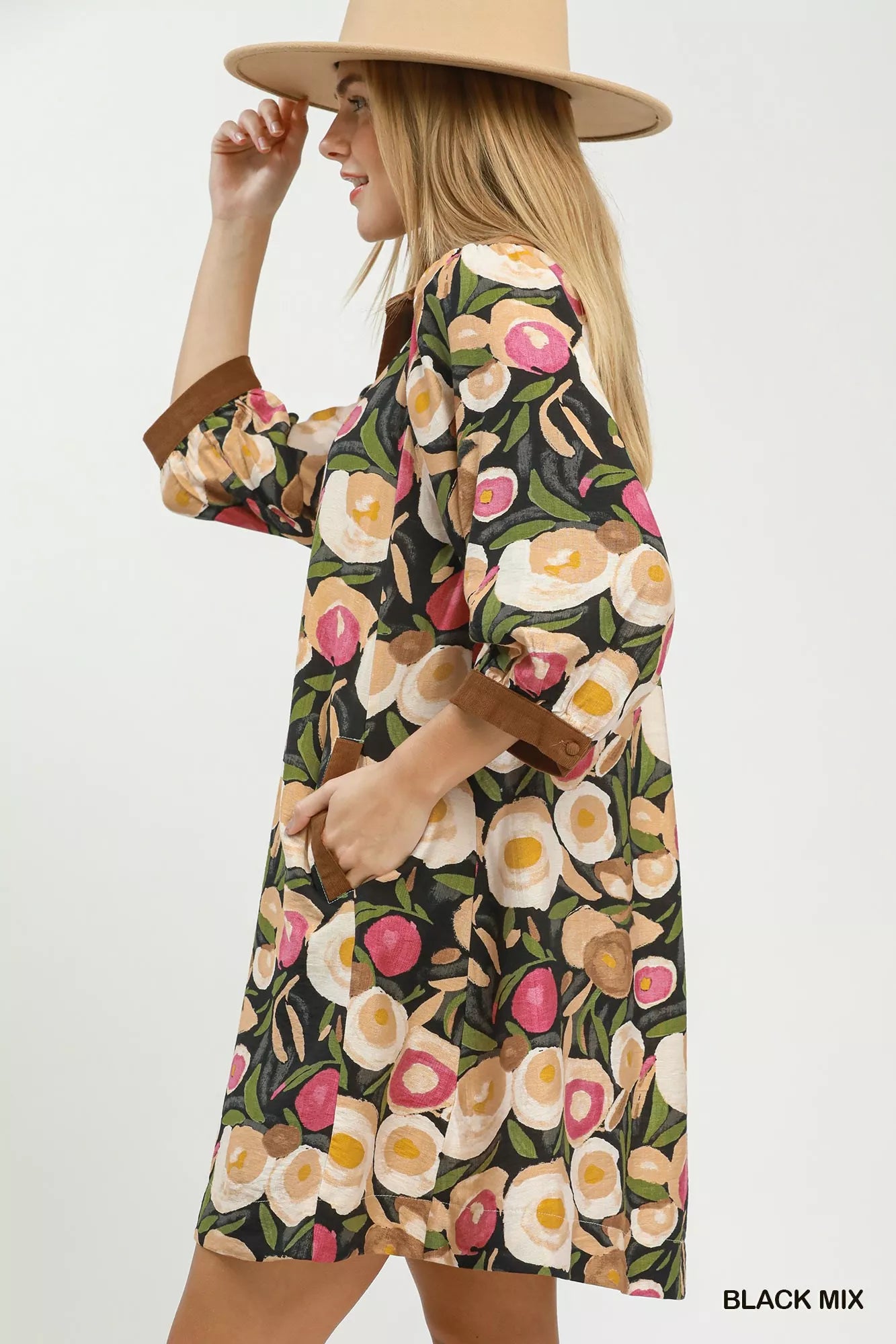 UMGEE Mix Floral Contrast Trim Shift Mini Dress **DOORBUSTER** on Simply Obsessed