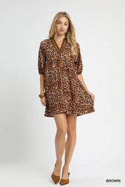 UMGEE Full Size Leopard Print Mini Dress with Contrast Trim Plus Size on Simply Obsessed