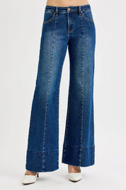 RISEN Full Size Tummy Control Mid Rise Ankle Wide Flare Jeans Plus Size on Simply Obsessed
