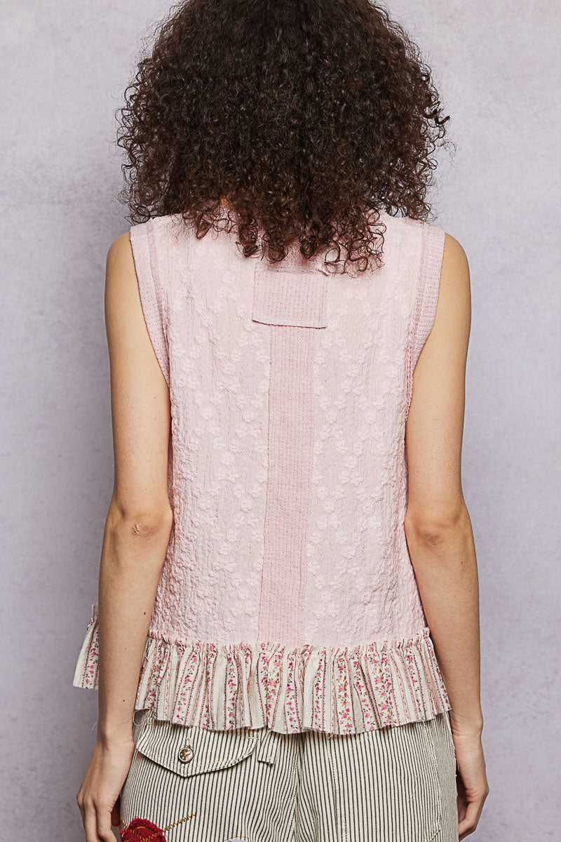 POL Floral Print V-Neck Textured Tank on Simply Obsessed