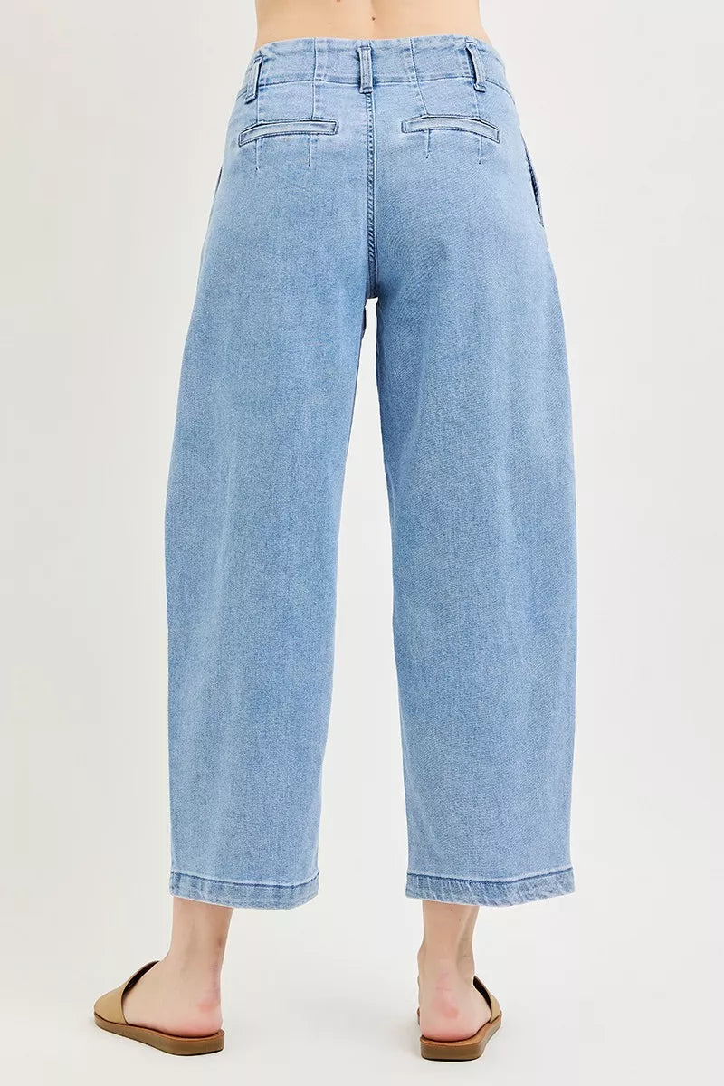 RISEN Slouchy Crop Barrel Pleated Jeans on Simply Obsessed