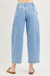 RISEN Slouchy Crop Barrel Pleated Jeans on Simply Obsessed