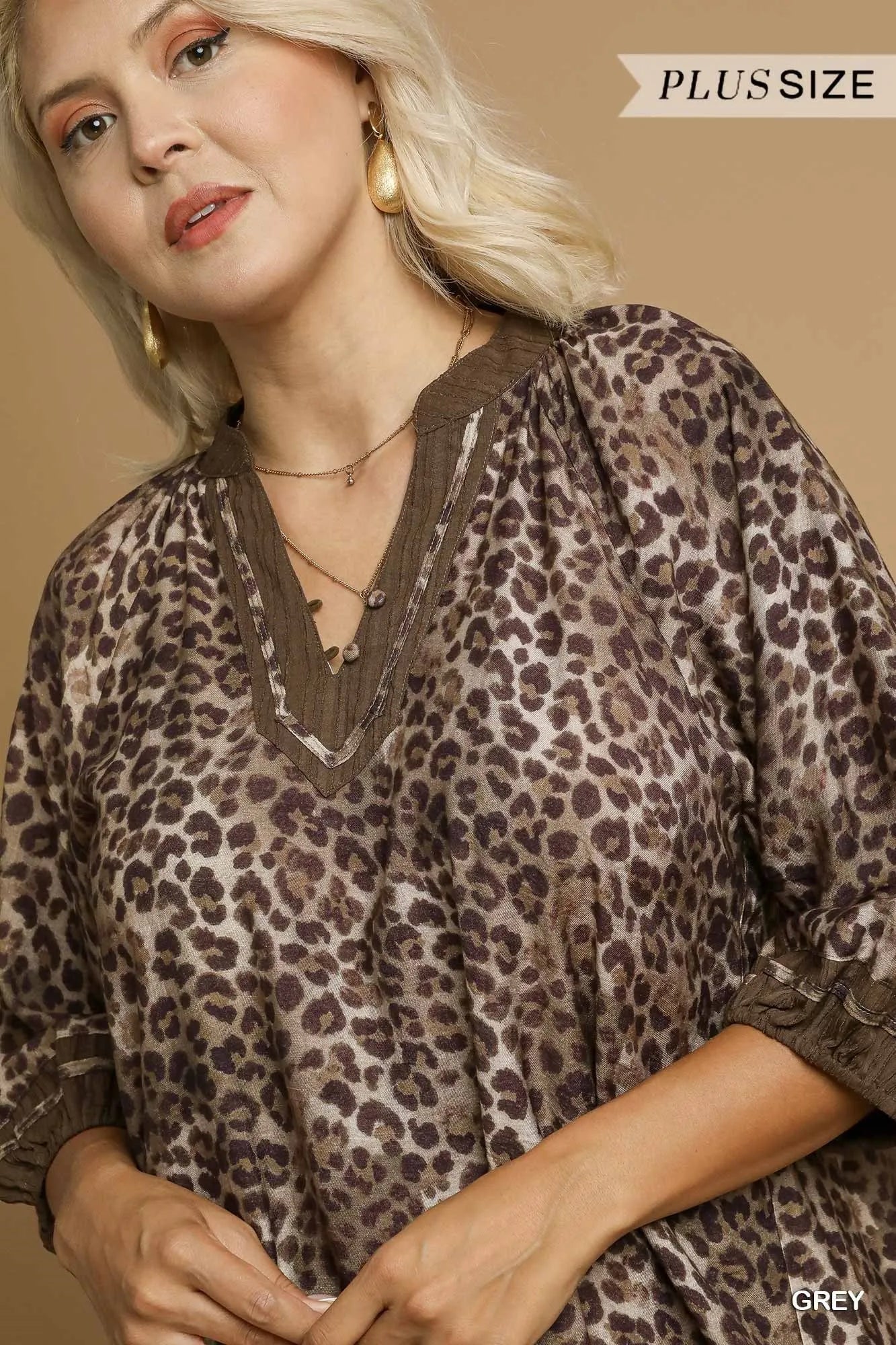 Umgee Full Size Leopard Print Mini Dress with Contrast Trim Plus Size on Simply Obsessed
