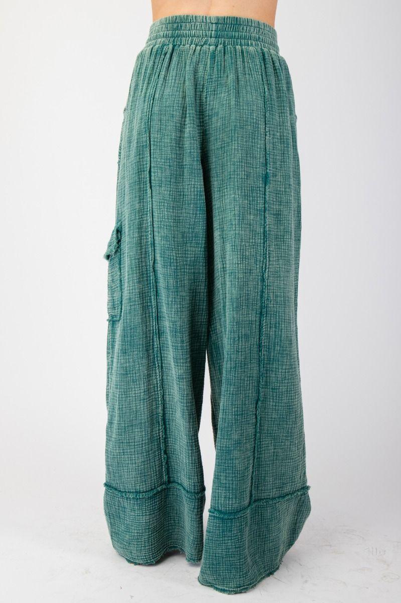 EASEL Knit Drawstring Pants w/ Pockets - PACIFIC GREEN on Simply Obsessed