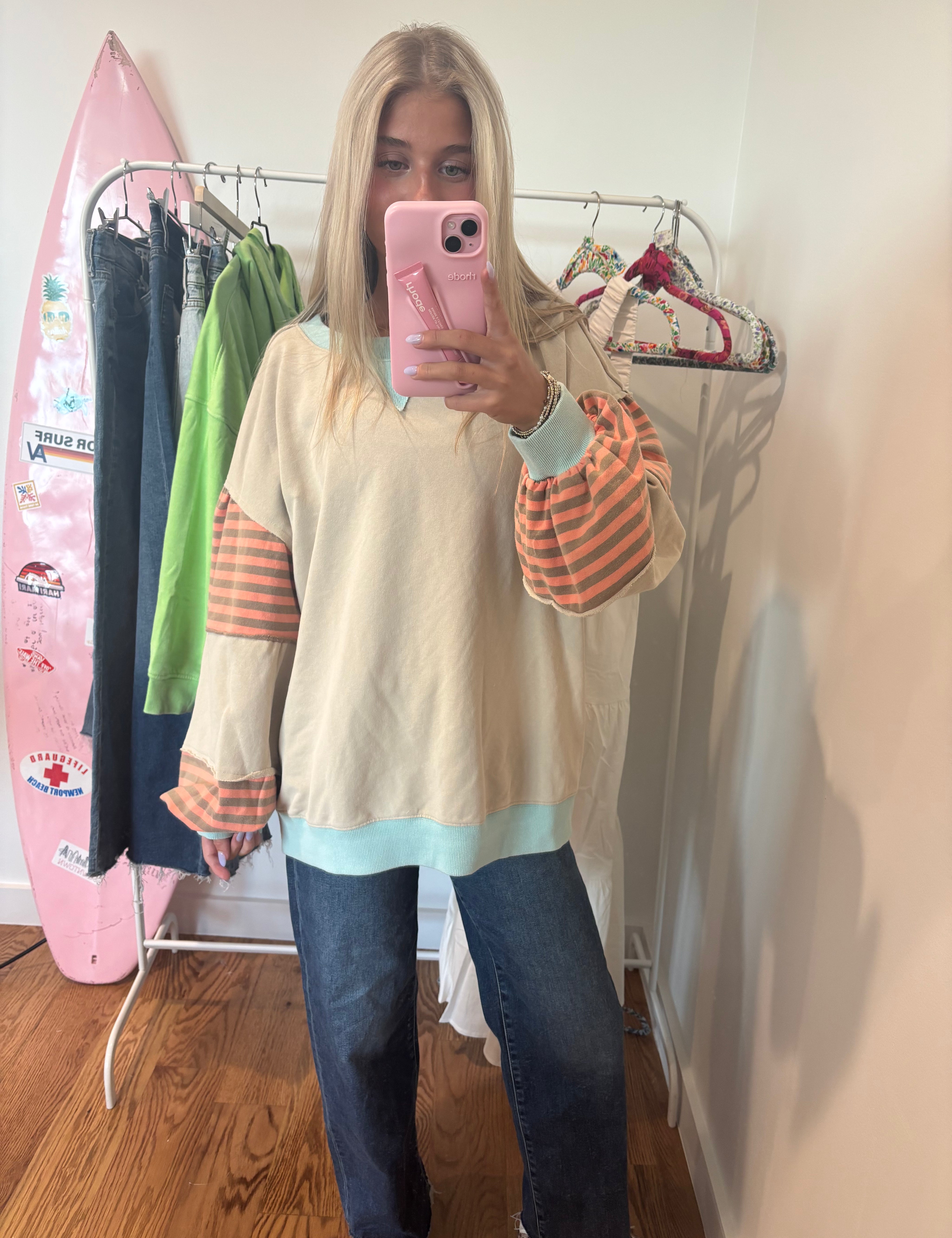 EASEL Knit Hi-Lo Hoodie - KHAKI on Simply Obsessed