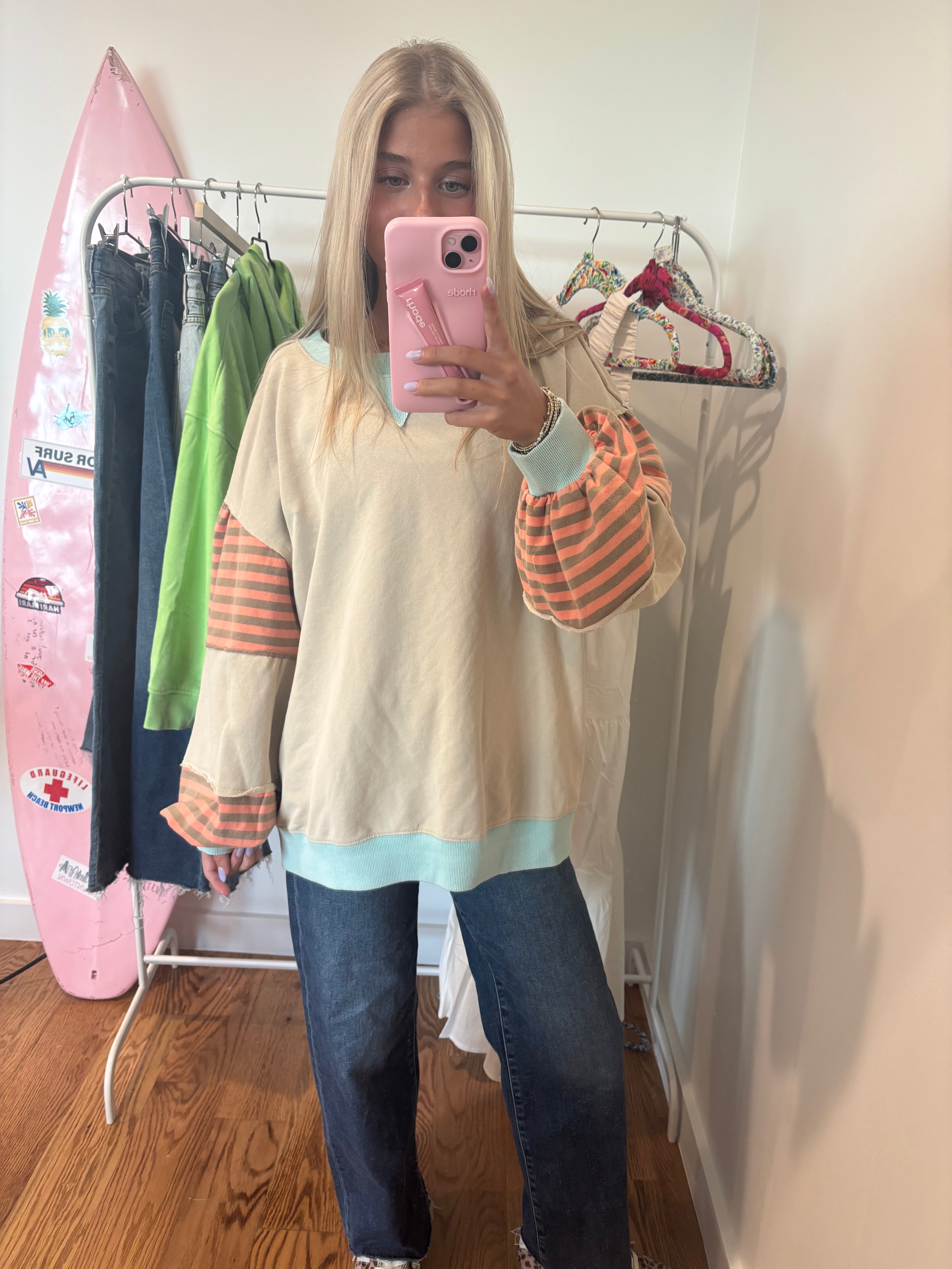 EASEL Knit Hi-Lo Hoodie - KHAKI on Simply Obsessed