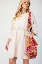 EASEL Mineral Washed Terry Knit Dress - ECRU on Simply Obsessed