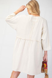 EASEL Mineral Washed Terry Knit Dress - ECRU on Simply Obsessed