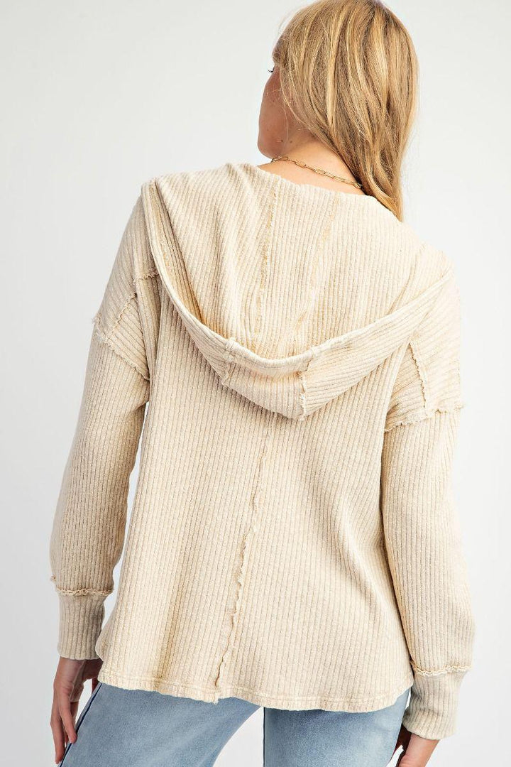 EASEL Stripe Multi Detail Sweatshirt - KHAKI on Simply Obsessed