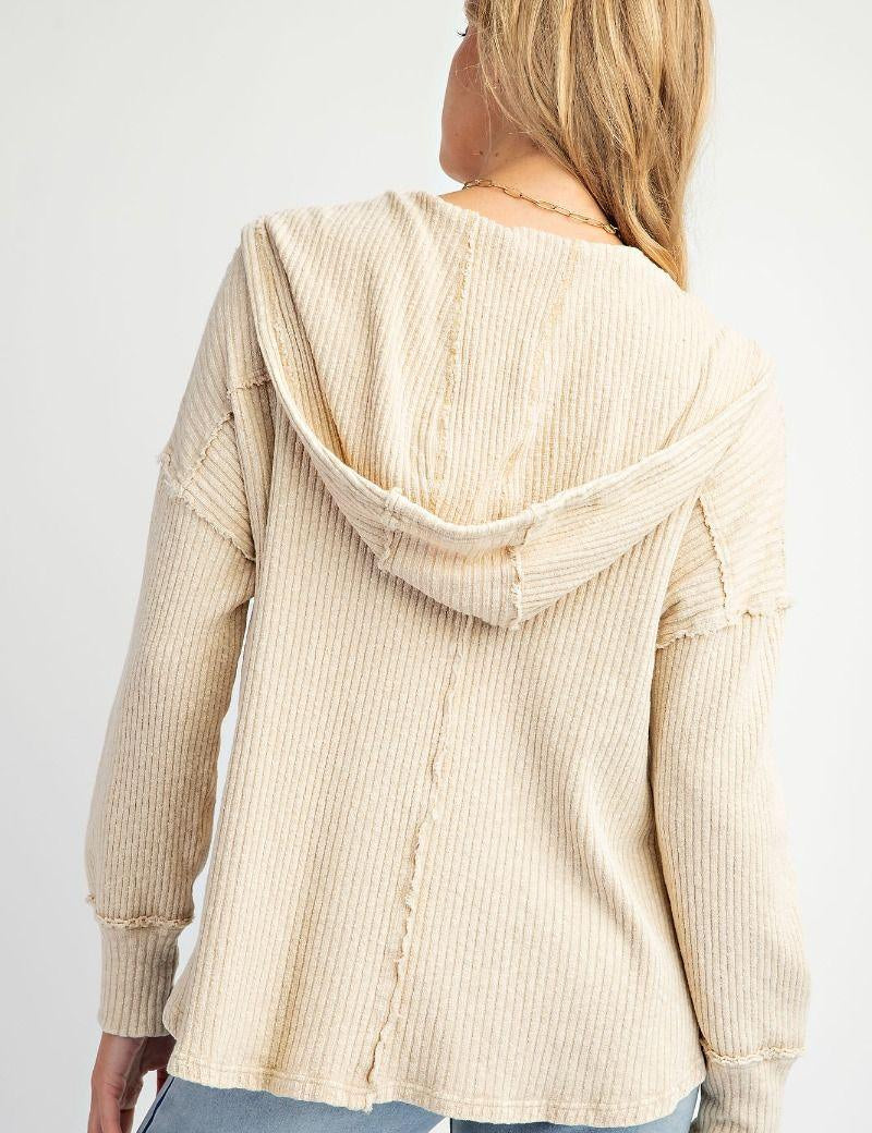 EASEL Stripe Multi Detail Sweatshirt - KHAKI on Simply Obsessed