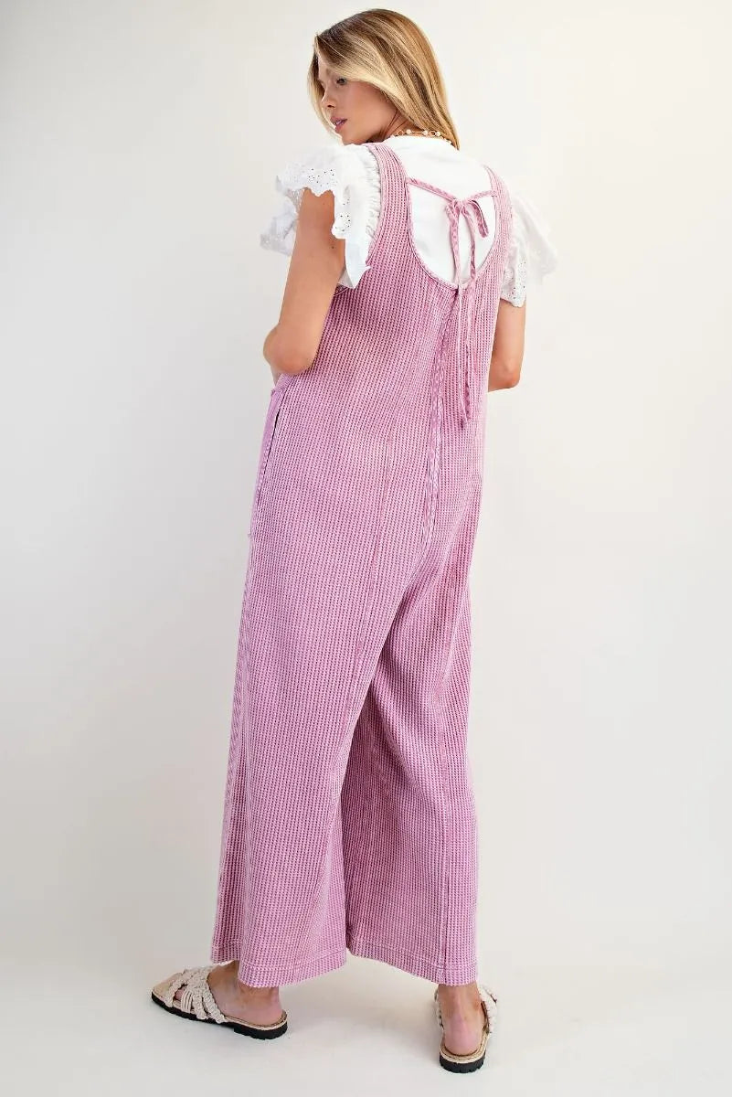 EASEL Thermal Knit Mineral Wash Jumpsuit on Simply Obsessed