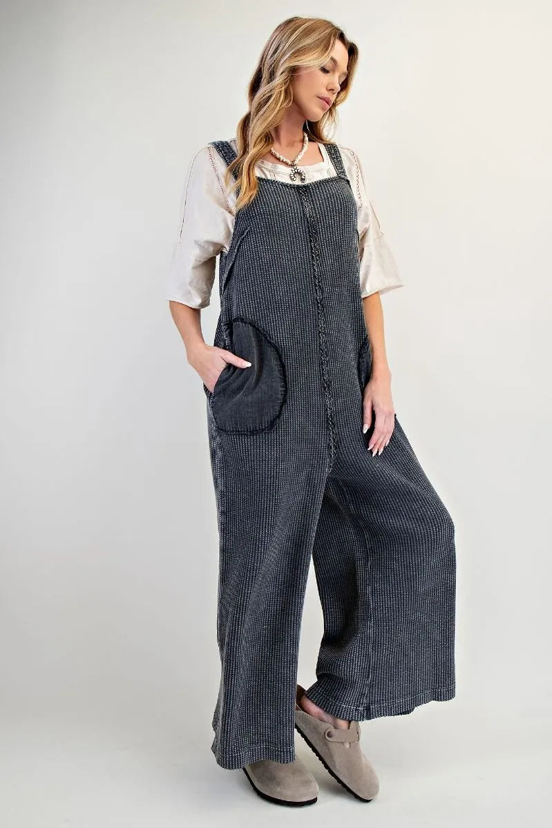 EASEL Thermal Knit Mineral Wash Jumpsuit on Simply Obsessed