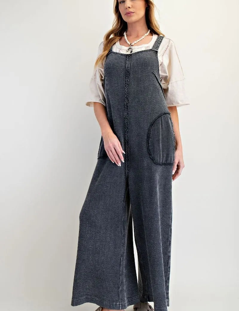EASEL Thermal Knit Mineral Wash Jumpsuit on Simply Obsessed
