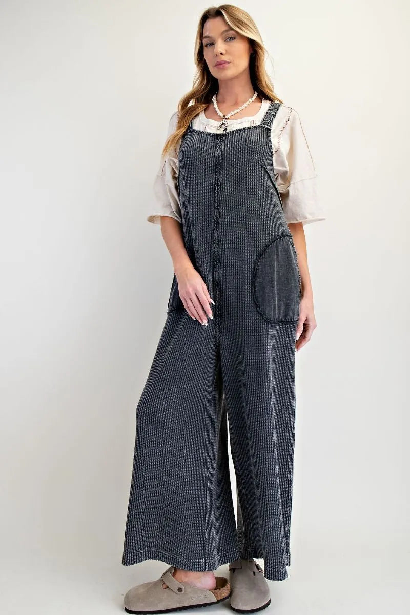 EASEL Thermal Knit Mineral Wash Jumpsuit on Simply Obsessed
