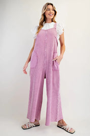 EASEL Thermal Knit Mineral Wash Jumpsuit on Simply Obsessed