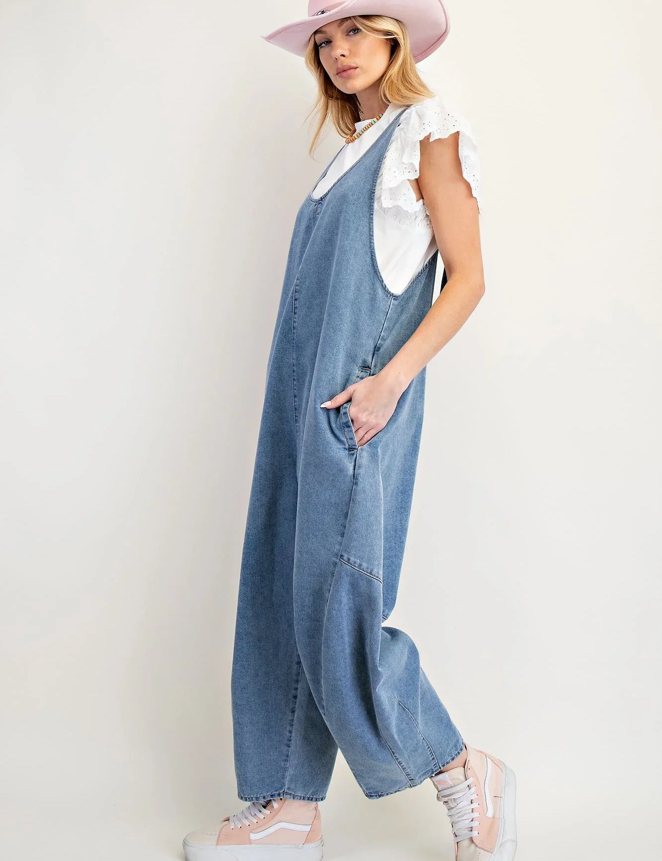 EASEL Washed Denim Jumper Pants on Simply Obsessed