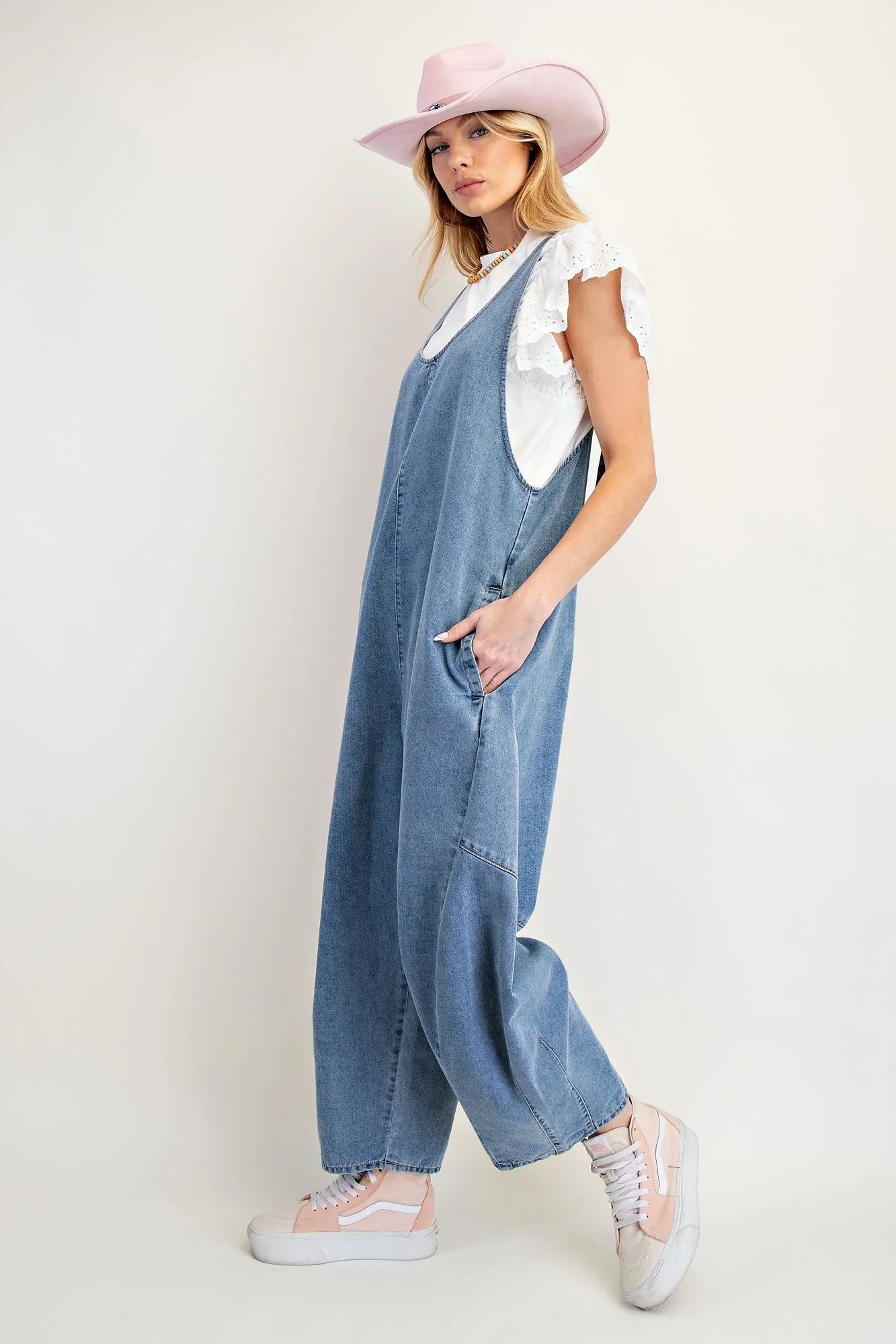 EASEL Washed Denim Jumper Pants on Simply Obsessed