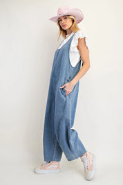 EASEL Washed Denim Jumper Pants on Simply Obsessed