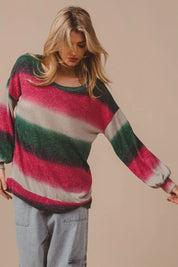 BiBi Striped Gradation Print Knit Top on Simply Obsessed