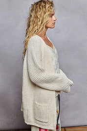 POL Open Front Knit Cardigan with Front Pocket on Simply Obsessed