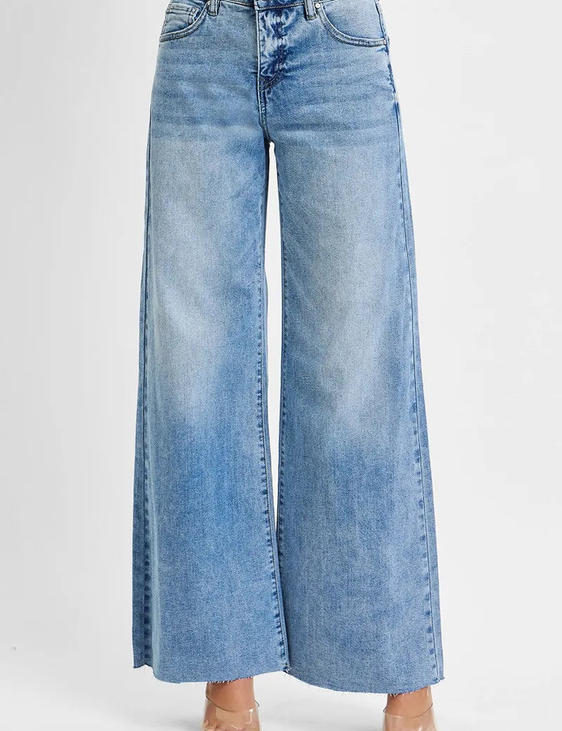 RISEN Full Size Tummy Control High Rise Ankle Palazzo Jeans Plus Size on Simply Obsessed