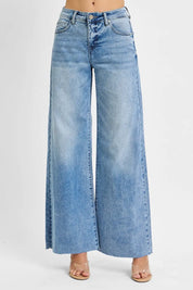 RISEN Full Size Tummy Control High Rise Ankle Palazzo Jeans Plus Size on Simply Obsessed