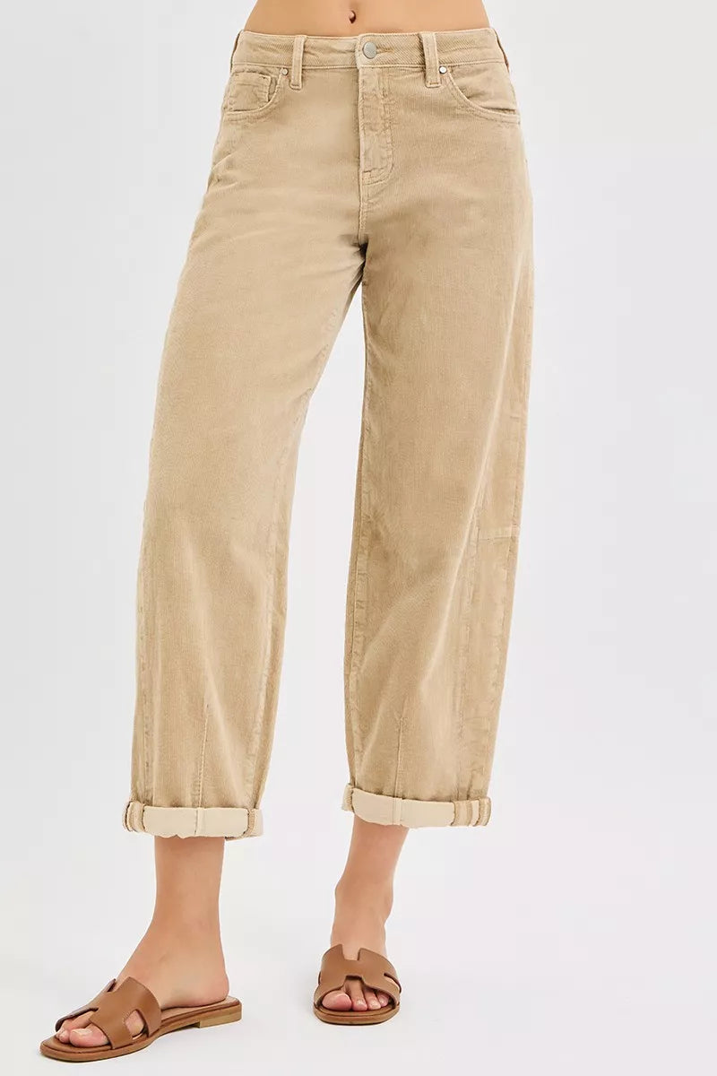 RISEN High Rise Crop Barrel Cordurory Pants on Simply Obsessed