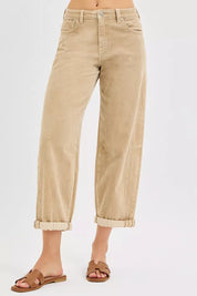 RISEN High Rise Crop Barrel Cordurory Pants on Simply Obsessed