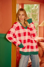 BiBi Christmas Theme Checker Board Sweater on Simply Obsessed